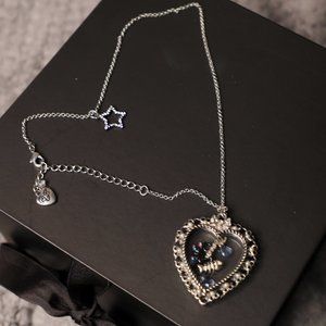 Betsey Johnson Cat Heart Charm Necklace